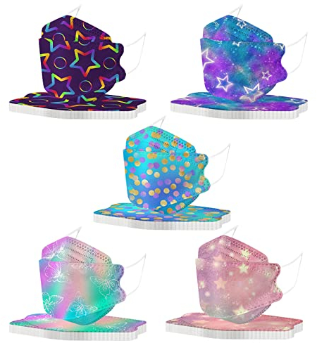DeaAmyGline 50 Stück Mundschutz Erwachsene Bunt,4-lagige,Einweg,Neuer-Trend 3D Fisch-Form,Atmungsaktiv und Staubdicht,Mund und Nasenschutz Mund-Tuch Bandana Halstuch Schals (H23)