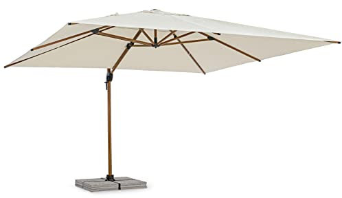 Decorspace Sonnenschirm aus Aluminium mit schwenkbarem Stange für den Garten, Orion, Holzoptik (3 x 4 m)