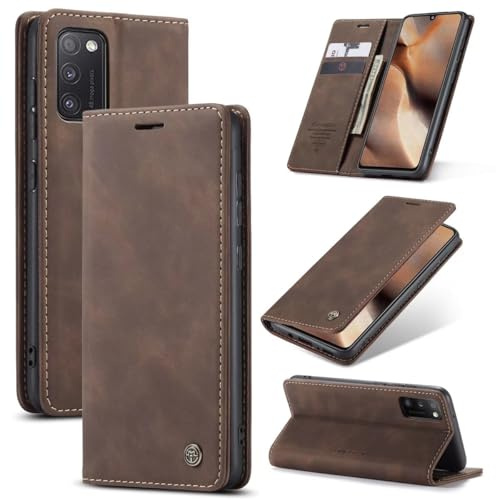 SLWYF Handyhülle für OnePlus 8T Hülle Premium Lederhülle Klappbar Flip Case Tasche Magnet Kartenfach Standfunktion Klapphülle Schutzhülle für OnePlus 8T, Kaffee