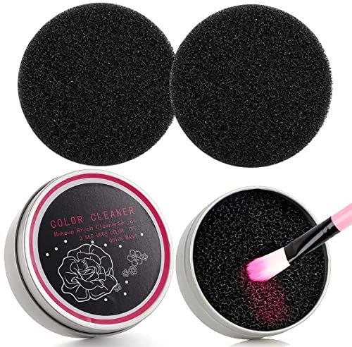 Nettoyage des pinceaux de maquillage, Éponge Nettoyante pour Pinceaux Maquillage, Maquillage Brosse de Nettoyage Lavage, Éponge Couleur De Brosse Maquillage Nettoyant Outil avec Une Boîte, 1 + 3 PCS