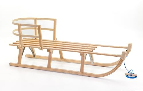 HolzFee Schlitten Holz mit Lehne Davos S 120 RL S