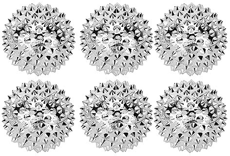6 Stück Massagebälle, Silber Spiked Massage Ball Hart, Magnetische Akupressurkugeln für Stress Relief oder Massage, 32 mm