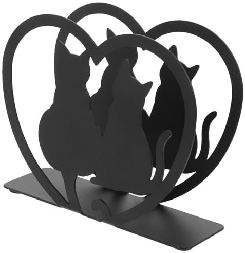UPKOCH Kreativer Katzen Serviettenhalter Aus Metall, Freistehender Napkin Stand FüR KüChe, Restaurant Und Hochzeit, Schwarz, 12X10X4.2Cm