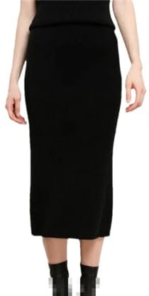 Frauen Frühling Slim Gürtel Büro Lange Midi Bleistift Strickrock, Schwarz , 7XL