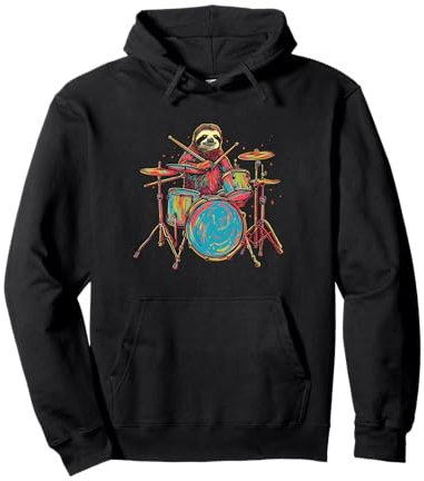 Faultier spielt Trommeln Lustiges Trommeln Tier Schlagzeuger Pullover Hoodie
