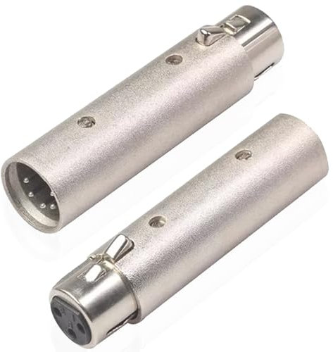 Xiatiaosann Adaptador de 3 pines XLR a 5 pines XLR, adaptador convertidor de 5 pines macho a 3 pines hembra/adaptador de 5 pines hembra a 3 pines macho (paquete de 2)
