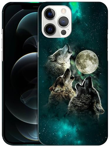 GlamCase for iPhone 12 Pro Max, iPhone 12 Pro Max Case - Moon Wolf Face Design Printed Slim Fit Cute Plastic Hard Snap on Protective Designer Back Phone Case/Cover for iPhone 12 Pro Max