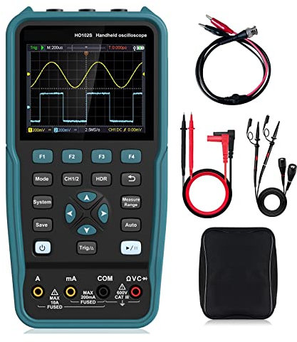 Oscilloscope numérique bande passante 50Mhz, Mini Oscilloscope TFT 2 canaux, Source de Signal, Oscilloscope 2 en 1 et multimètre (Color : HO52-50M, Size : Plug)