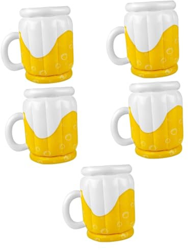 Amosfun 5 Pièces Seau à Glace Gonflable à La Bière Bain Portatif Plateau Chope De Bière Gonflable Fournitures De Fête D'été Portable Faire La Fête Décor De Porte PVC