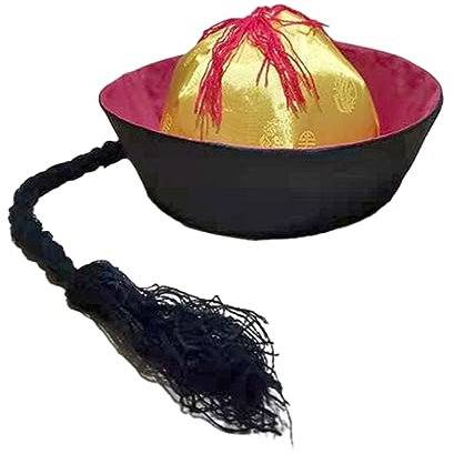 TENCOCO Chinesischer Eunuchenhut, traditionelle Kostüm-Kopfbedeckung für Damen und Herren, Hut im chinesischen Dynastie-Stil für Cosplay, Gelb