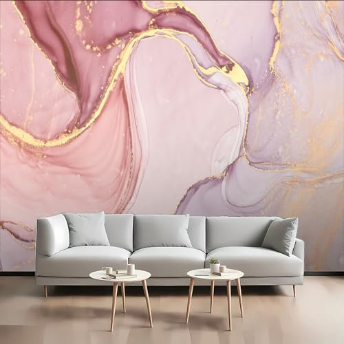 LUPAXA Papier Peint Mural En Marbre Rose Violet 450x315cm 3D Soie Murale Papier Peint Texture Marbre Premium Papier Peint Fille Chambre Cuisine Salon Bureau Non Auto-Adhésif