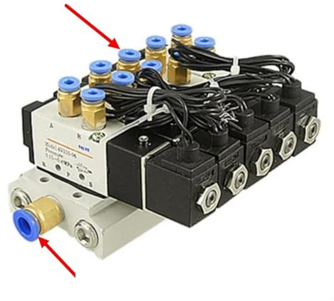 4V110-06 5 Way DC12V/24V/AC 110V/220V Solenoid Valve Mufflers Quick Fittings Base Set MQXFCZUX(AC110V)