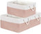 Mangata Cajas de almacenamiento de tela suave, varios tamaños, cestas rectangulares para estantes, armarios, juguetes y ropa, 41 x 31 x 18 cm, rosa y blanco (grande, paquete de 3)