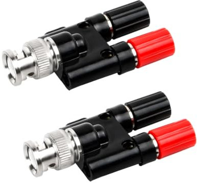 Futuhada 2 Stück BNC Stecker auf Dual 4 mm Bananen Buchse Binding Post, BNC auf Binding Post Splitter, RF Coaxial Splitter Doppelt Verbinder Jack für Oszilloskop-Kabel, Hohe Genauigkeit