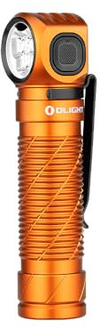 OLIGHT Perun 3 Taschenlampe mit 3000 Lumen, 5 Modi, weiße und rote LED, elastisches Kopfband (Orange)