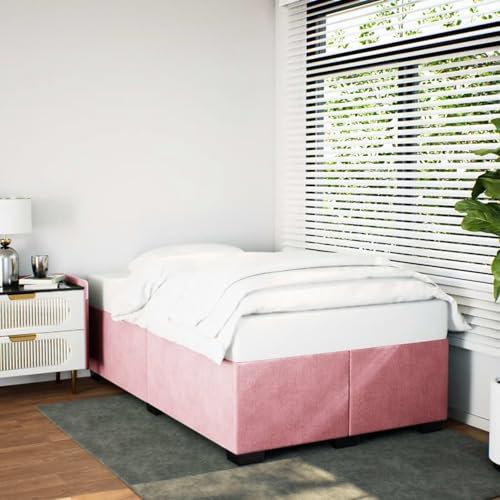 Sufrk Giroletto Rosa 120x200 cm in Velluto,Letto Imbottito,Letto Moderno,Similpelle,con Rete a doghe di Legno