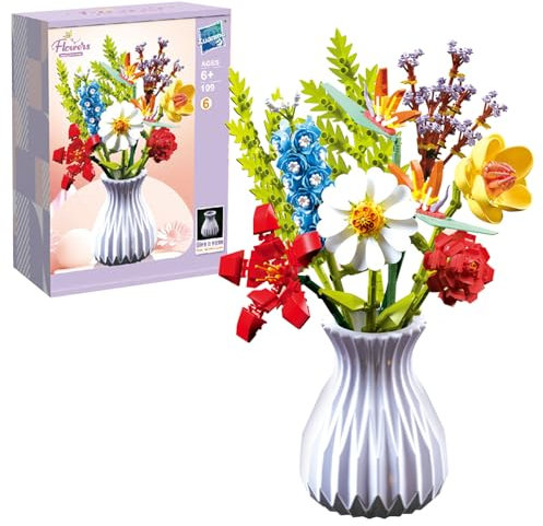 Juego de construcción de flores y plantas, 8 Botanical Collection Flower plantas artificiales eternas con maceta, regalos para adultos día de San Valentín, día de la madre, niñas cumpleaños, 691