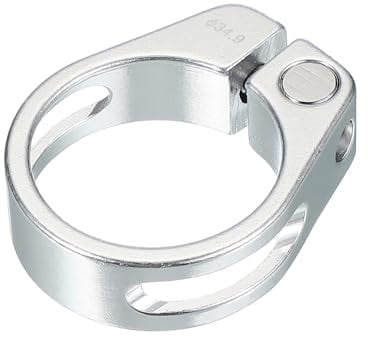 PATIKIL 34.9mm Cycles Bike Seat Post Clamp, Aluminum Alloy Seat Tube Clip Bike Quick Release Clamp for Mountain Bike Road Bike Gear Track Bike Folding Bike Silver