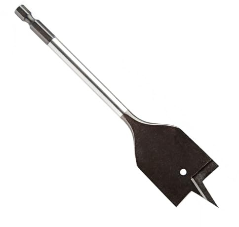 Spade Drill Bit, 26 mm Feather, Flat blade Wood Hole Cutter, Woodworking Drilling Tool with 1/4 inch Hex Shank and Self-centering Tip for, Plywood, Plaster boars Chipboard 26 x 152 mm 1pcs