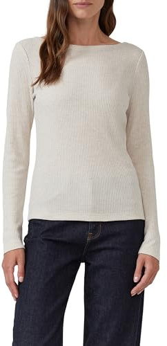 s.Oliver Geripptes Langarmshirt mit Knopf-Detail am Arm