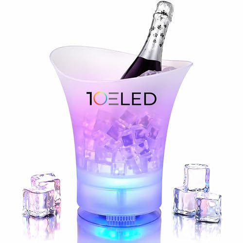 Secchiello Ghiaccio con Speaker Bluetooth e LED Multicolore 5 LITRI - Porta Bottiglie Champagne e Birra -Cassa Audio 360° Compreso di Cavo per Caricare - Secchiello Refrigerante per ogni Evento