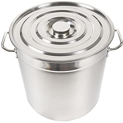 Wensiy Olla de acero inoxidable de 70 l, olla grande con tapa y asa, olla grande adecuada para guisar, asar y mantener caliente