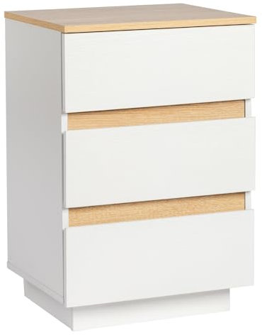 LEADZM Nachttisch Holz-Nachtkommode mit 3 Schubladen, Nachtschrank für Boxspringbett, Beistelltisch für Schlafzimmer und Wohnzimmer, 38 x 32 x 56 cm (1, 3 Schublade)