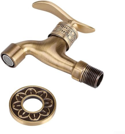 Rubinetto da parete in rame, stile vintage G1/2, in ottone, rubinetto per acqua fredda, montaggio a parete, per lavatrice, bagno, cucina, uso esterno