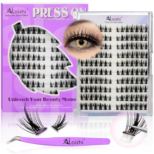 AILAISHI No Glue Needed Wimpern, Selbstklebende Eyelashes, 140 Stück DIY Lash Cluster Kit 10-18mm, Fluffy D Curl mit Pinzette – Großes Vorratspack
