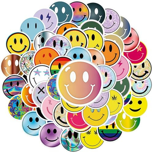 120 Stück Smiley Aufkleber Groß, Smiley Sticker, sticker smiley (5 cm) Colorvolle EmojiSticker für Scrapbooking, Notizbücher und Kids Spielzeug