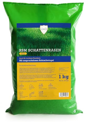 Linsor RSM 2.2.2 Schattenrasen, tiefwurzelnd, Trockenlagen, Rasenmischung strapazierfähig, trittfest, Regel Saatgut Mischung alle Standorte, 1kg für 40m²