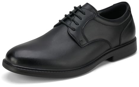 HEEZ Zapatillas Vestir Homre Zapatos Oxfords Derby Cordones Clásico Zapatos de Traje Cómodos Formales Boda Zapatillas Piel Negocios Negro Marrón EU 40-46