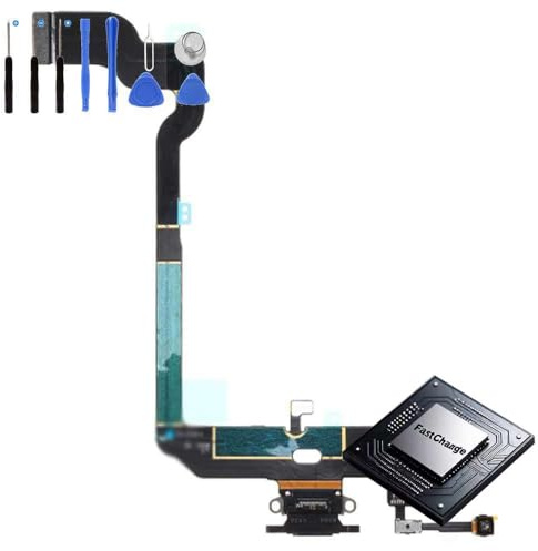 Eutoping Ladebuchse für Apple iPhone Xs, schwarz, mit Schnelllade-IC-Flexkabel, Montage-Ersatz