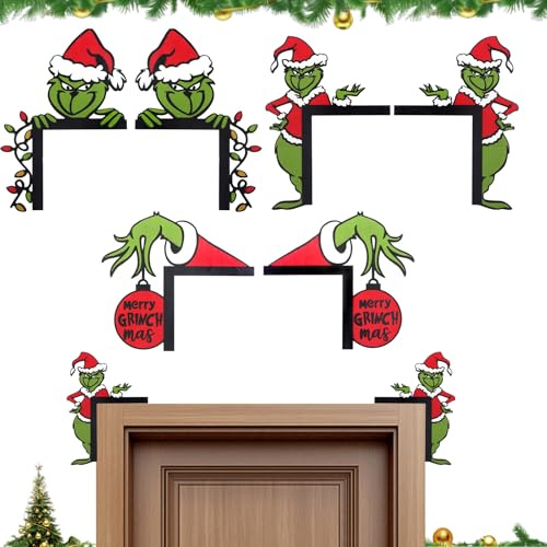 Ainvliya 6 Stück Türrahmen Deko Weihnachten, Gri-ch Türrahmen Deko Weihnachten Türdeko Outdoor Innen, Holz Weihnachtsdeko Lustig Fenster deko Creative Deko Türecke für Türen Fenster Kamin