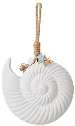 Osmond Mediterranean Wall Decor Pendant Wood Shell Starfish Wall Hanging Ornaments Room Ocean Beach White