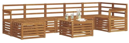 vidaXL Sofagarnituren 8 pcs Natur Massivholz Akazie, Garten, modernes Sofa-Set für draußen, gemütliche Terrasse, langlebige Lounge und Entspannung