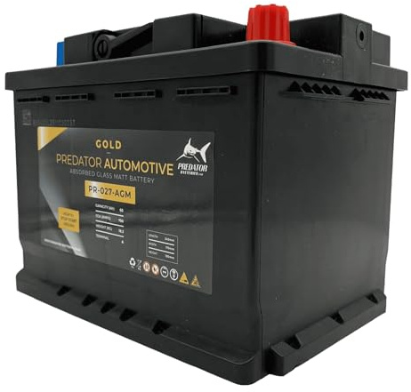 Predator Batteries Gold 027 AGM Car Battery | 12V 60Ah 700CCA PR-027-AGM | Maintenance Free 12V Battery | Automotive Batteries for Cars| Absorbent Glass Mat 12V Battery | Reliable UK Fit Replacement