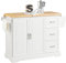 SoBuy Extendable Kitchen Island on Wheels Rolling Storage Trolley with Rubber Wood Worktop Storage Cabinet Sideboard Perfect for Kitchen Organisation W130 x D46/71 x H91cm White FKW41-WN