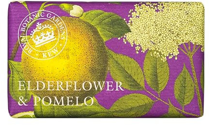 The English Soap Company Savon Emballé Royal Botanical Gardens Kew au Beurre de Karité Fleur de Sureau, Savon Hydratant pour le Corps, Parfum Fleur de Sureau et Pomelo 240g
