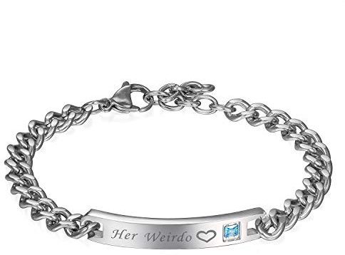 Flongo Partnerarmband BFF Ketten Freundschaftsarmband für 2 Paar Armbänder Armreif Armkette Silber Panzerkette Partnerarmbänder mit Gravur Geschenkideen