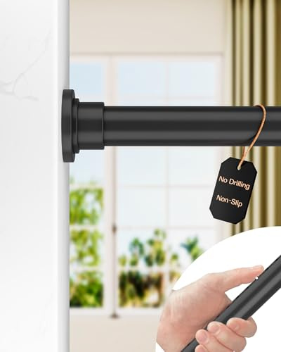 ALLZONE Heavy Duty Tension Curtain Rod for Window, 83-123 In., Secure Lock