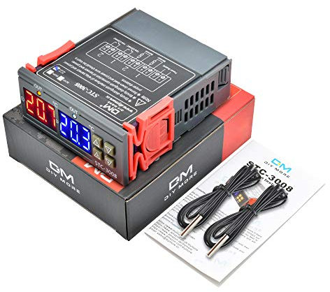Diymore STC-3008 Controlador digital de temperatura Termostato Regulador DC 12V con doble sensor NTC Sonda Calentador de enfriador