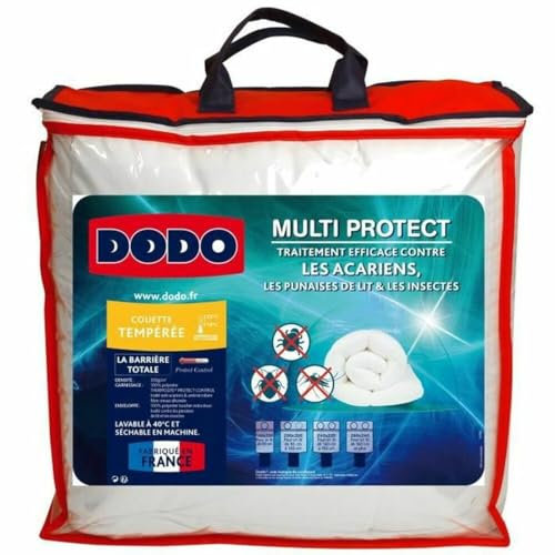 DODO | Couette Tempérée Anti-acariens et Punaises de lit 140x200 | pour lit 1 Personne | Couette Multi Protect | Douceur et Protection | Fabriqué en France | Lavable en Machine à 40°c