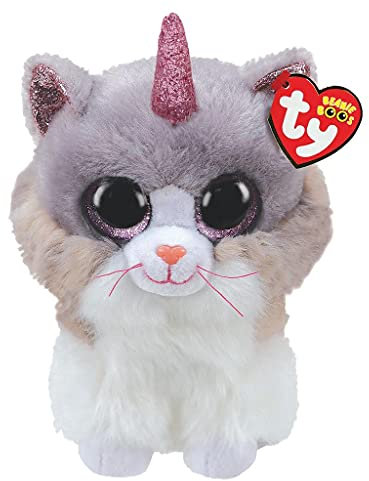 TY- Asher Cat W/Horn-Boo Med Peluche, Multicolor, 24 cm (36477)