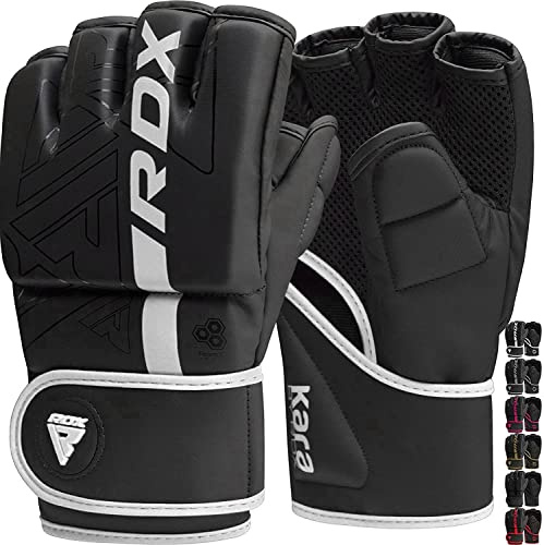 RDX MMA Gloves Grappling Sparring, Pre-Curved Martial Arts Mitts, Ventilated Palm, Men Women Adults & Kids, Maya Hide Leather, Cage Fighting Boxing Combat Training Muay Thai Punching Bag, Kickboxing