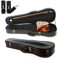 Custodia per violino 4/4, interno in peluche, custodia rigida in legno con igrometro, motivo coccodrillo, superficie rigonfiata (nero)