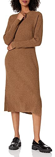 The Drop - Vestido Renata para mujer, corte midi, en canalé, S (color moca)