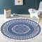 Vintage Boho Baumwolle Teppiche Mandala Muster Waschbar Handgewebte Böhmische Runder Teppich mit Quasten für Schlafzimmer Flur Wohnzimmer Couchtisch Fußmatten,Waschmaschinenfest,120CM Blumen #20
