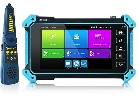 Rsrteng IP Camera Tester with Cable Tracer, IPC-5100C Plus 8MP AHD CVI TVI CVBS IP Camera Test 4K HD Display Video Monitor 5inch IPS Touch Screen IPC Tester Support POE PTZ WiFi RS485 HDMI & VGA