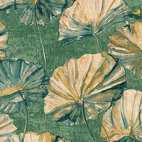 Grandeco Boutique Elementum Water Lily Aqua Wallpaper EE2005 - Floral Leaf